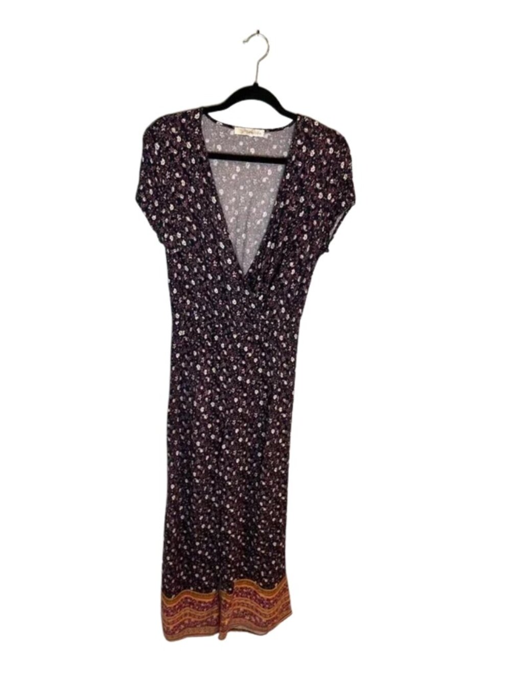 Rewind Women's Floral Sleeveless Wrap V-Neck Print Jumpsuit Navy Blue Size M